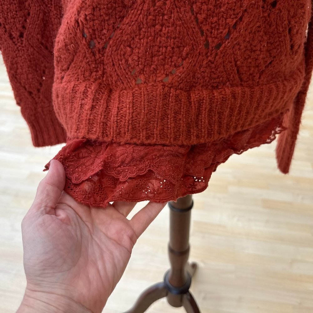 Layered Sweater With Button Up Back. Rust Color S… - image 4